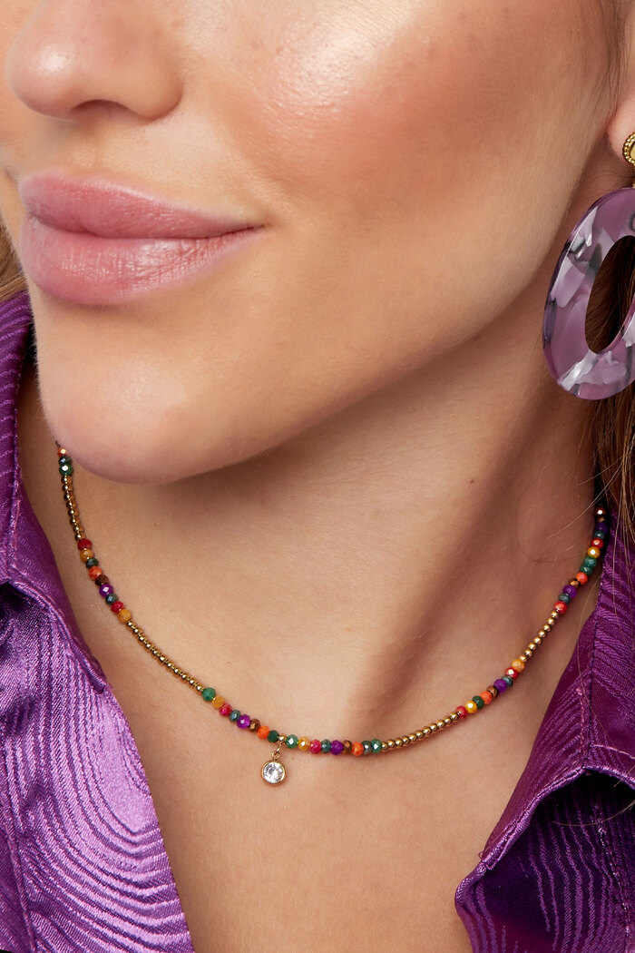 Bunte Halskette aus Naturstein und Strass – mehrfarbig Bild3